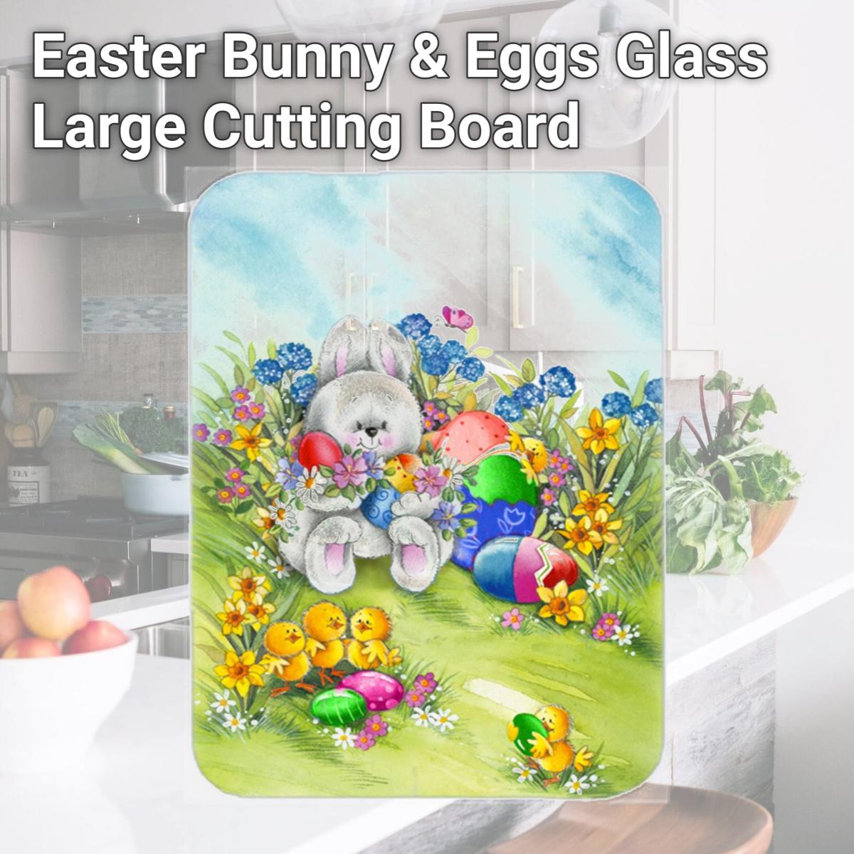 Picture of Carolines Treasures APH5528LCB Easter Bunny & Eggs Glass Large Cutting Board