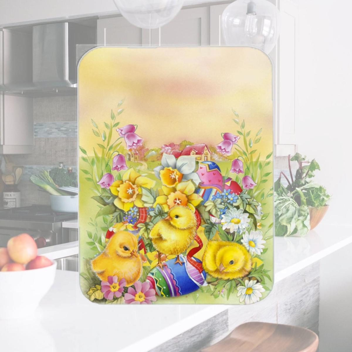 Picture of Carolines Treasures APH5613LCB Easter Chicks & Eggs Glass Large Cutting Board