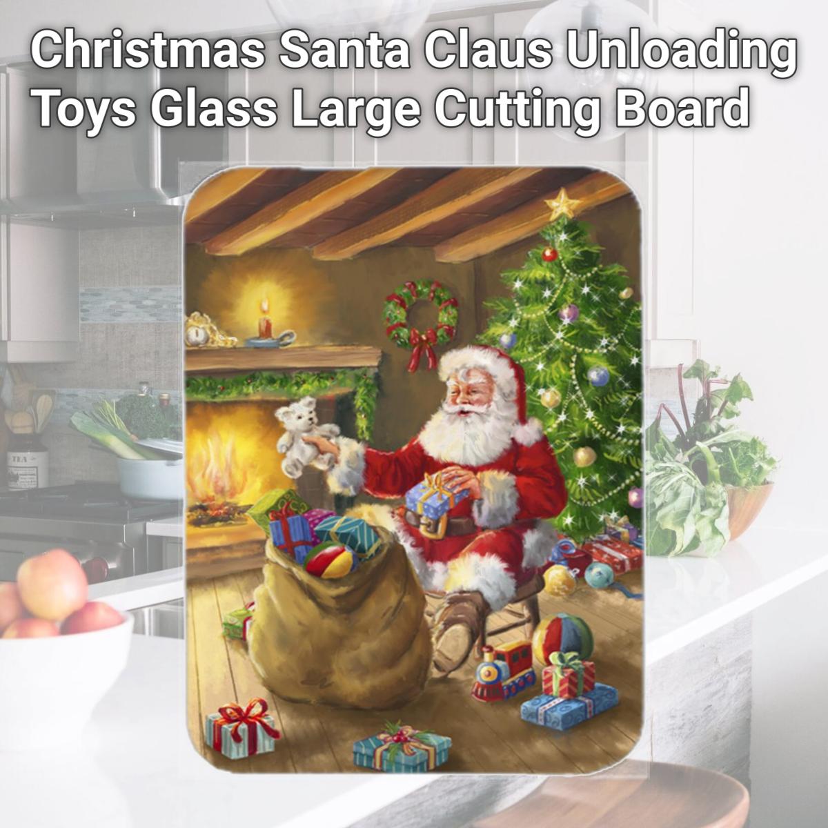 Picture of Carolines Treasures APH5793LCB Christmas Santa Claus Unloading Toys Glass Large Cutting Board