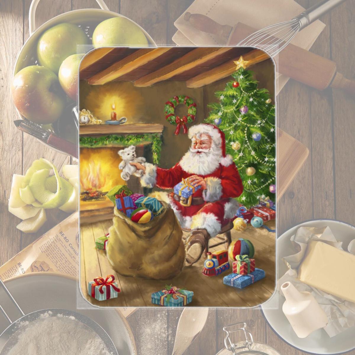 Picture of Carolines Treasures APH5793LCB Christmas Santa Claus Unloading Toys Glass Large Cutting Board