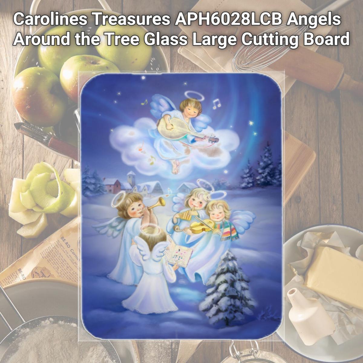 Picture of Carolines Treasures APH6028LCB Angels Around the Tree Glass Large Cutting Board