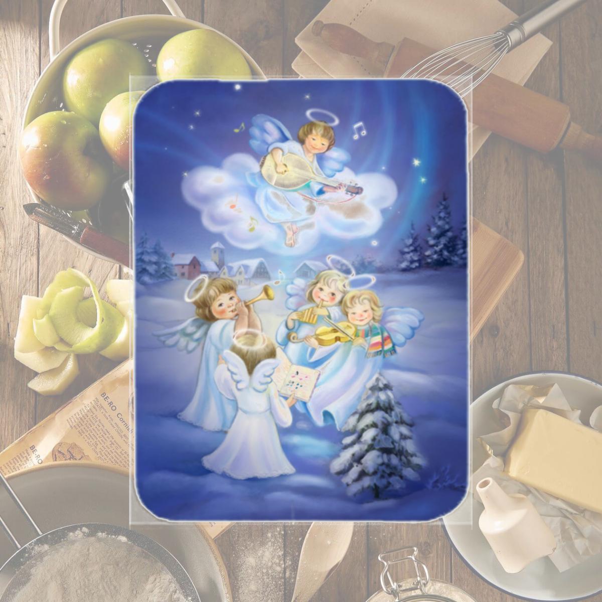 Picture of Carolines Treasures APH6028LCB Angels Around the Tree Glass Large Cutting Board