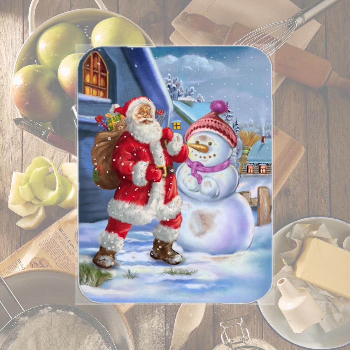 Picture of Carolines Treasures APH6200LCB Christmas Santa Claus & Snowman Glass Large Cutting Board