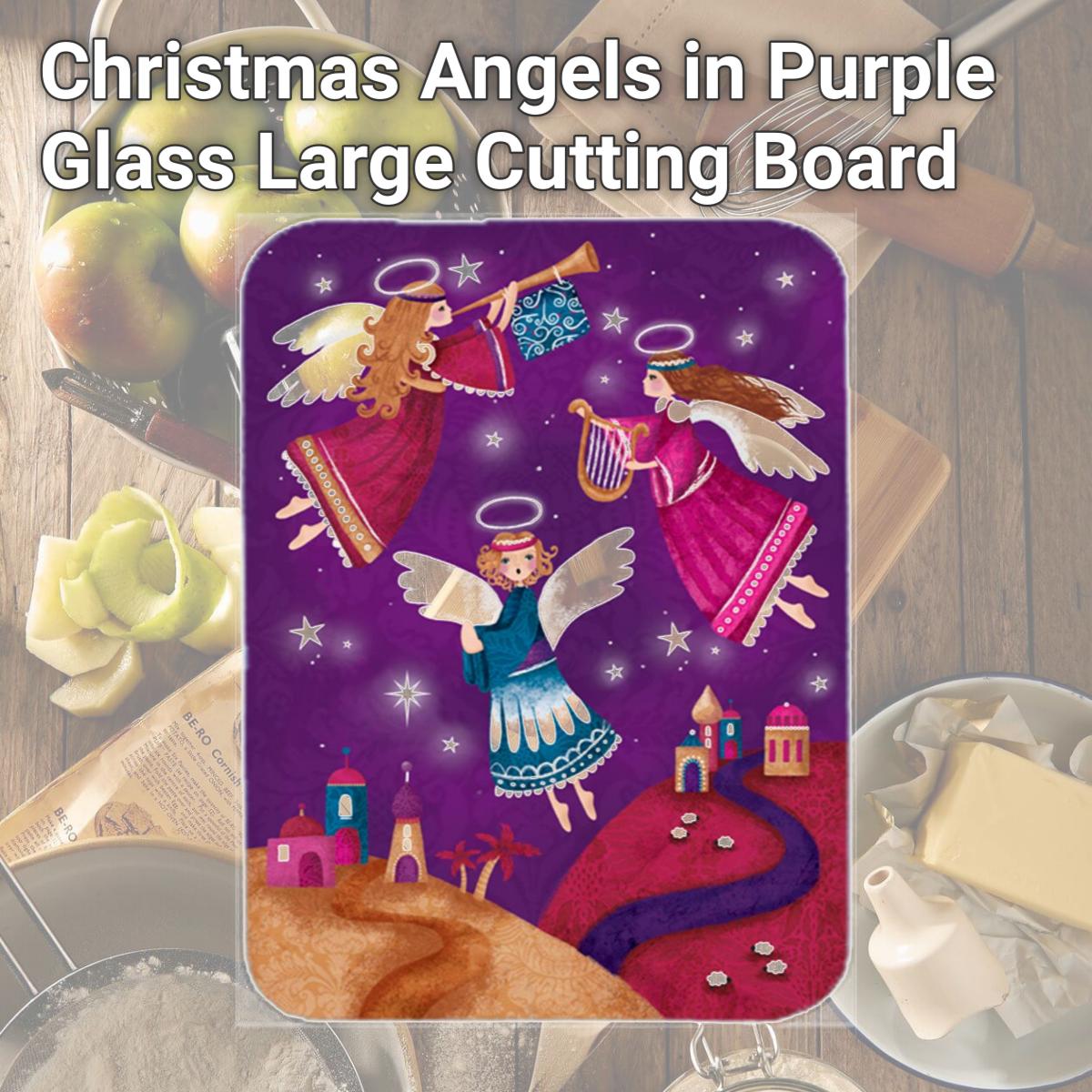 Picture of Carolines Treasures APH7082LCB Christmas Angels in Purple Glass Large Cutting Board