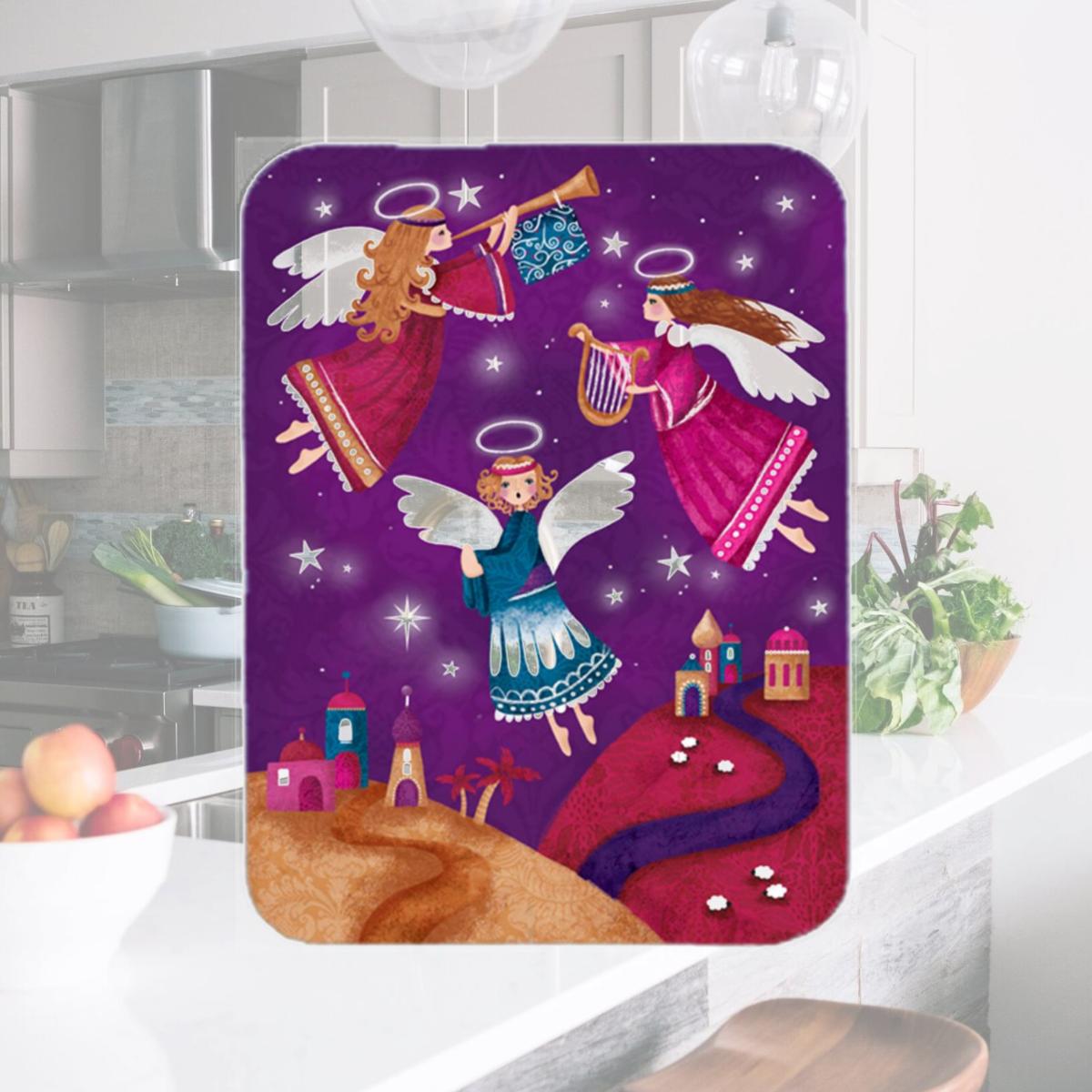 Picture of Carolines Treasures APH7082LCB Christmas Angels in Purple Glass Large Cutting Board