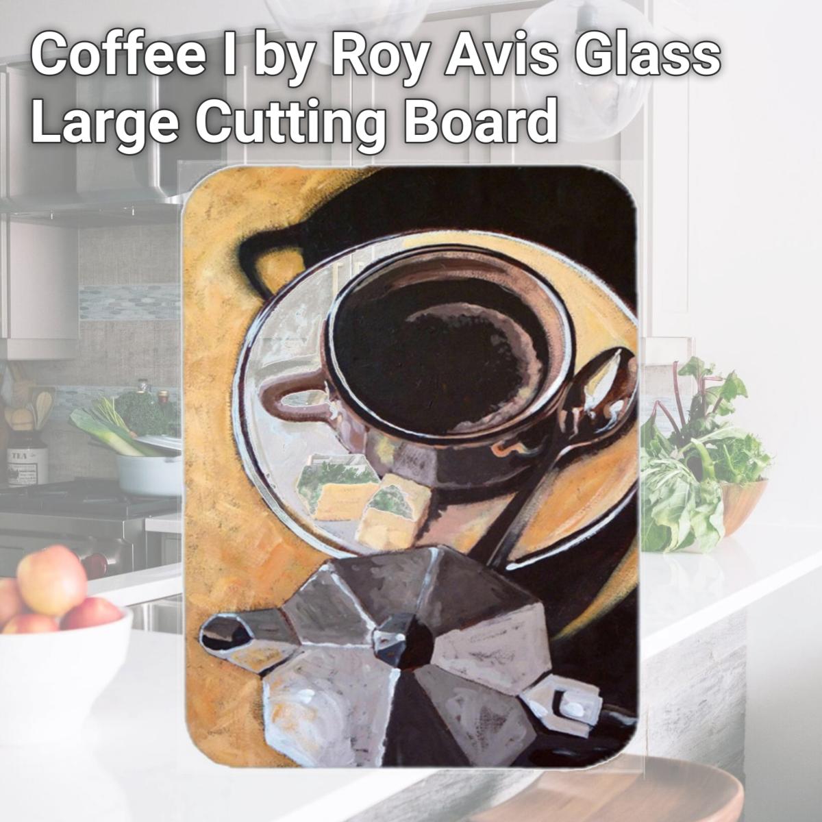 Picture of Carolines Treasures ARA0086LCB Coffee I by Roy Avis Glass Large Cutting Board