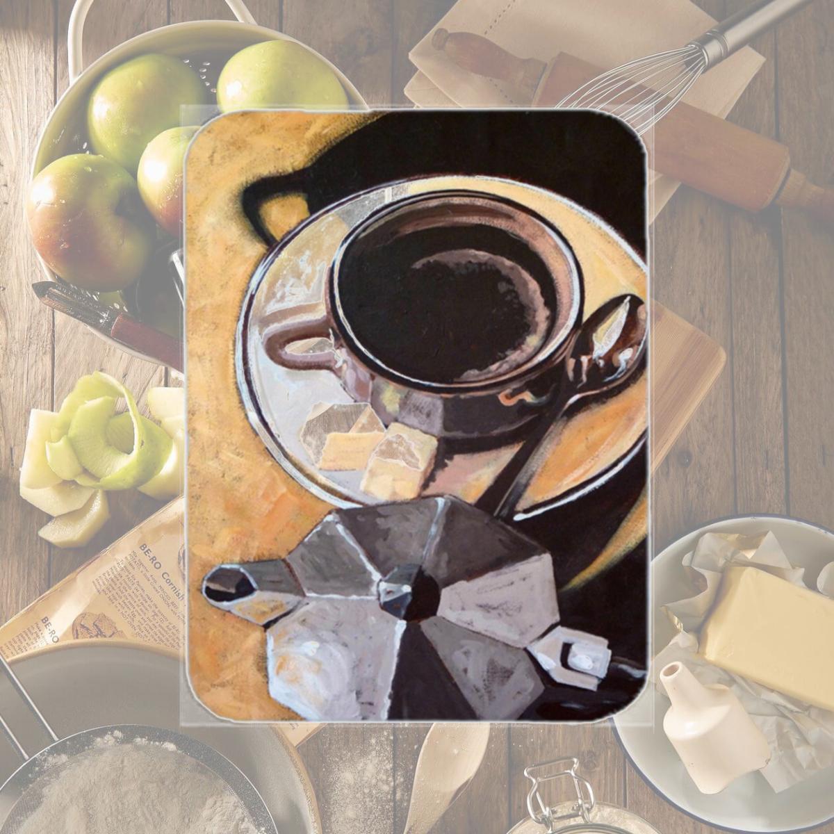 Picture of Carolines Treasures ARA0086LCB Coffee I by Roy Avis Glass Large Cutting Board