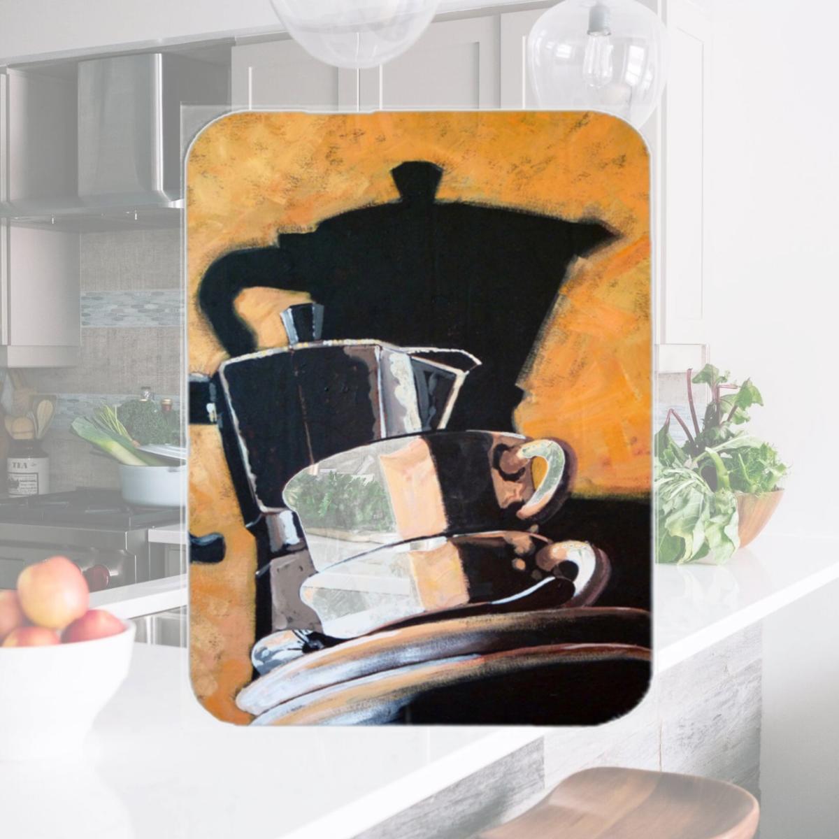 Picture of Carolines Treasures ARA0087LCB Coffee II by Roy Avis Glass Large Cutting Board