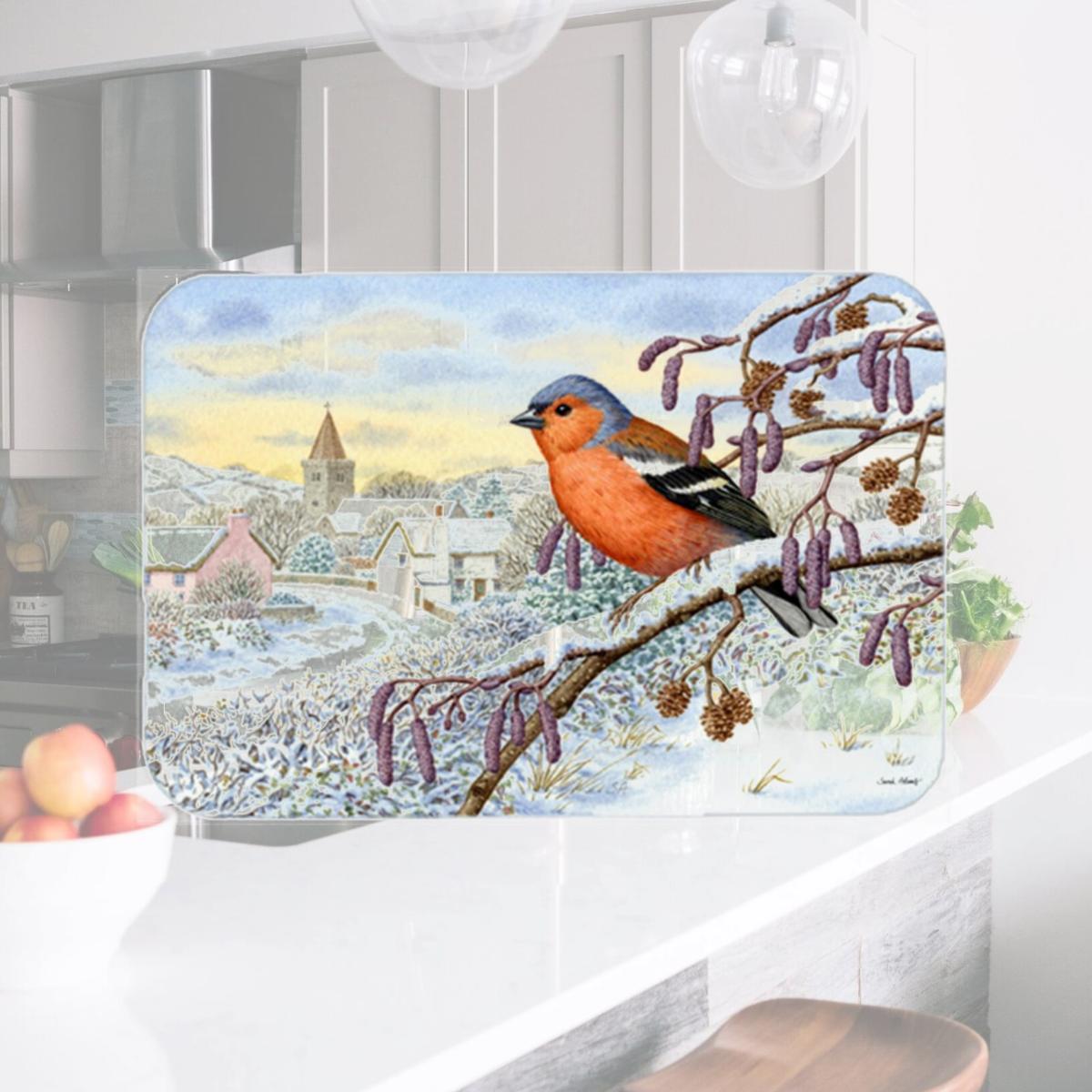 Picture of Carolines Treasures ASA2193LCB Bull Finch Glass Large Cutting Board
