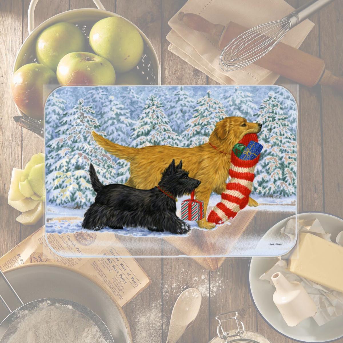 Picture of Carolines Treasures ASA2171LCB Golden Retriever Keep Up There- Scottie Glass Large Cutting Board