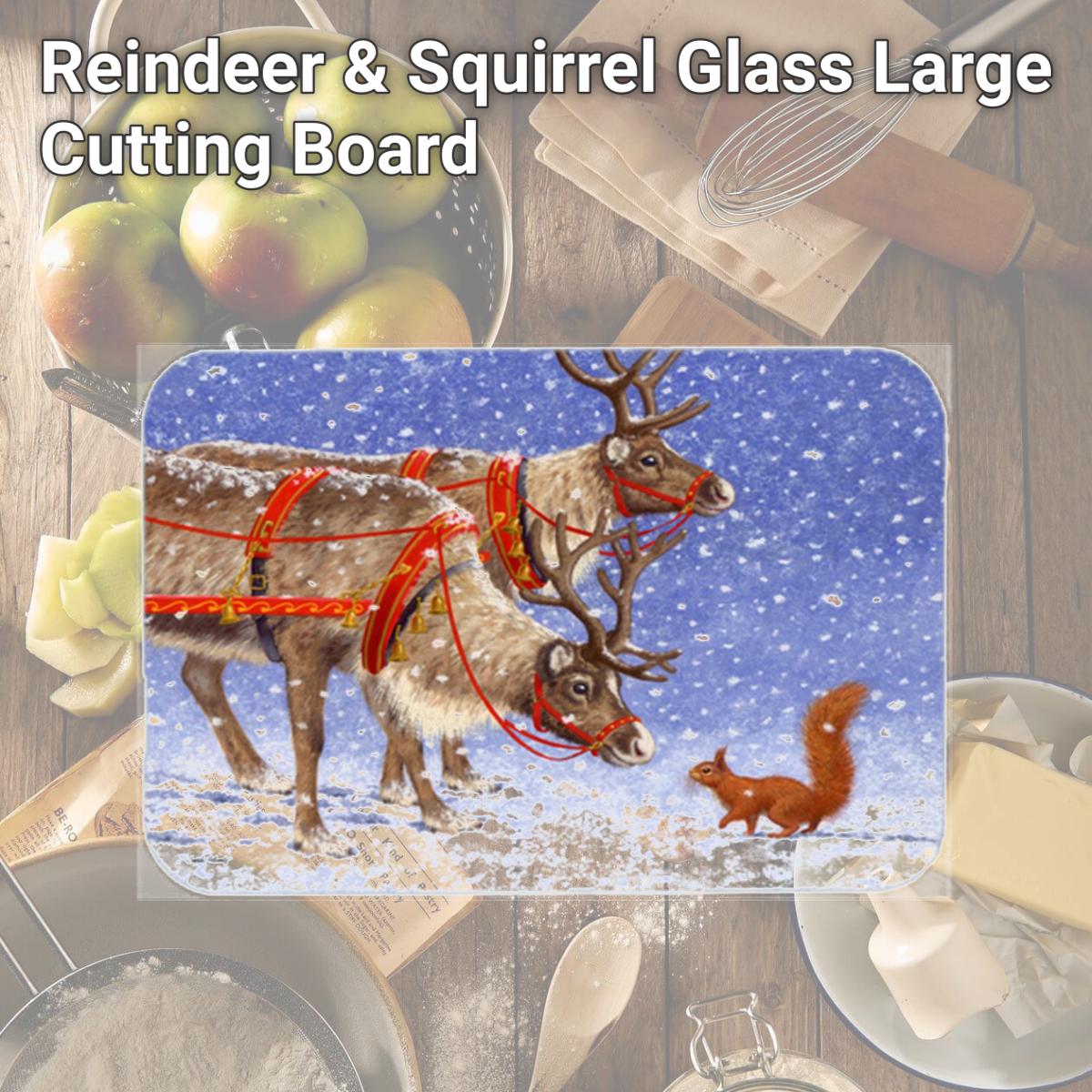 Picture of Carolines Treasures ASA2173LCB Reindeer & Squirrel Glass Large Cutting Board