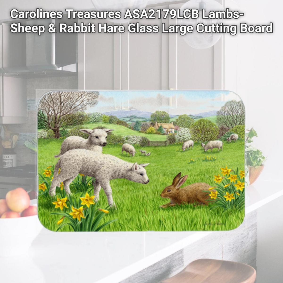 Picture of Carolines Treasures ASA2179LCB Lambs- Sheep & Rabbit Hare Glass Large Cutting Board