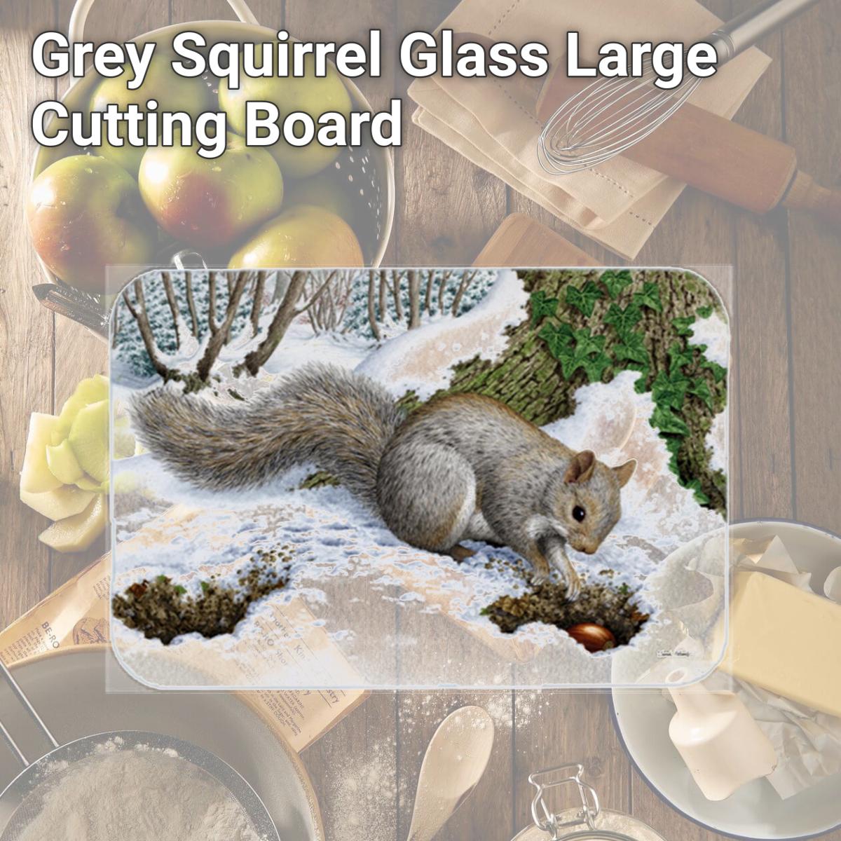 Picture of Carolines Treasures ASA2180LCB Grey Squirrel Glass Large Cutting Board