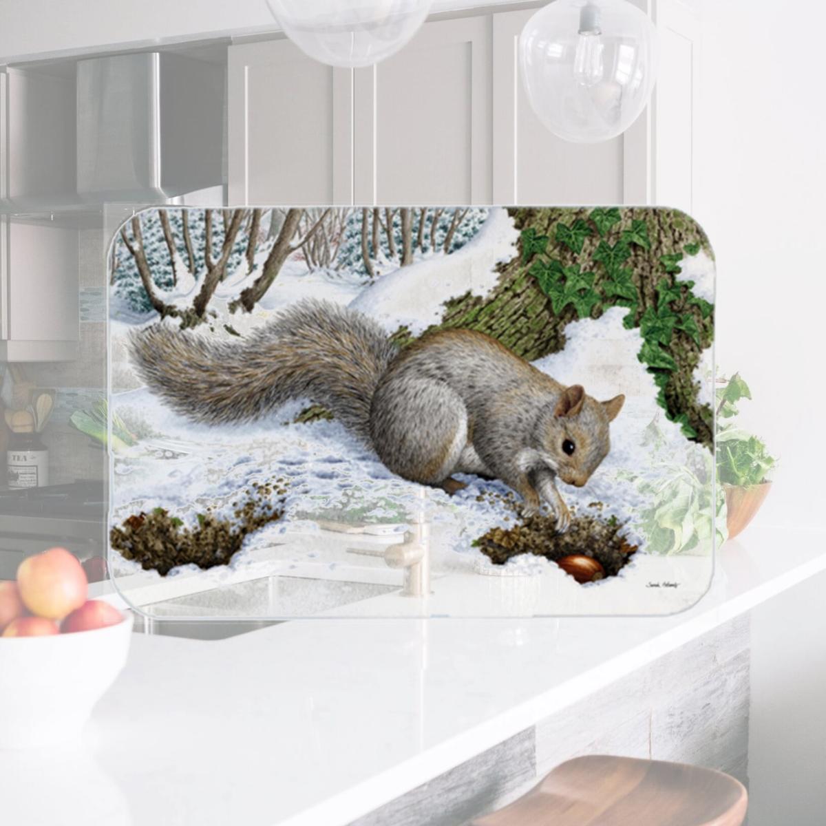 Picture of Carolines Treasures ASA2180LCB Grey Squirrel Glass Large Cutting Board