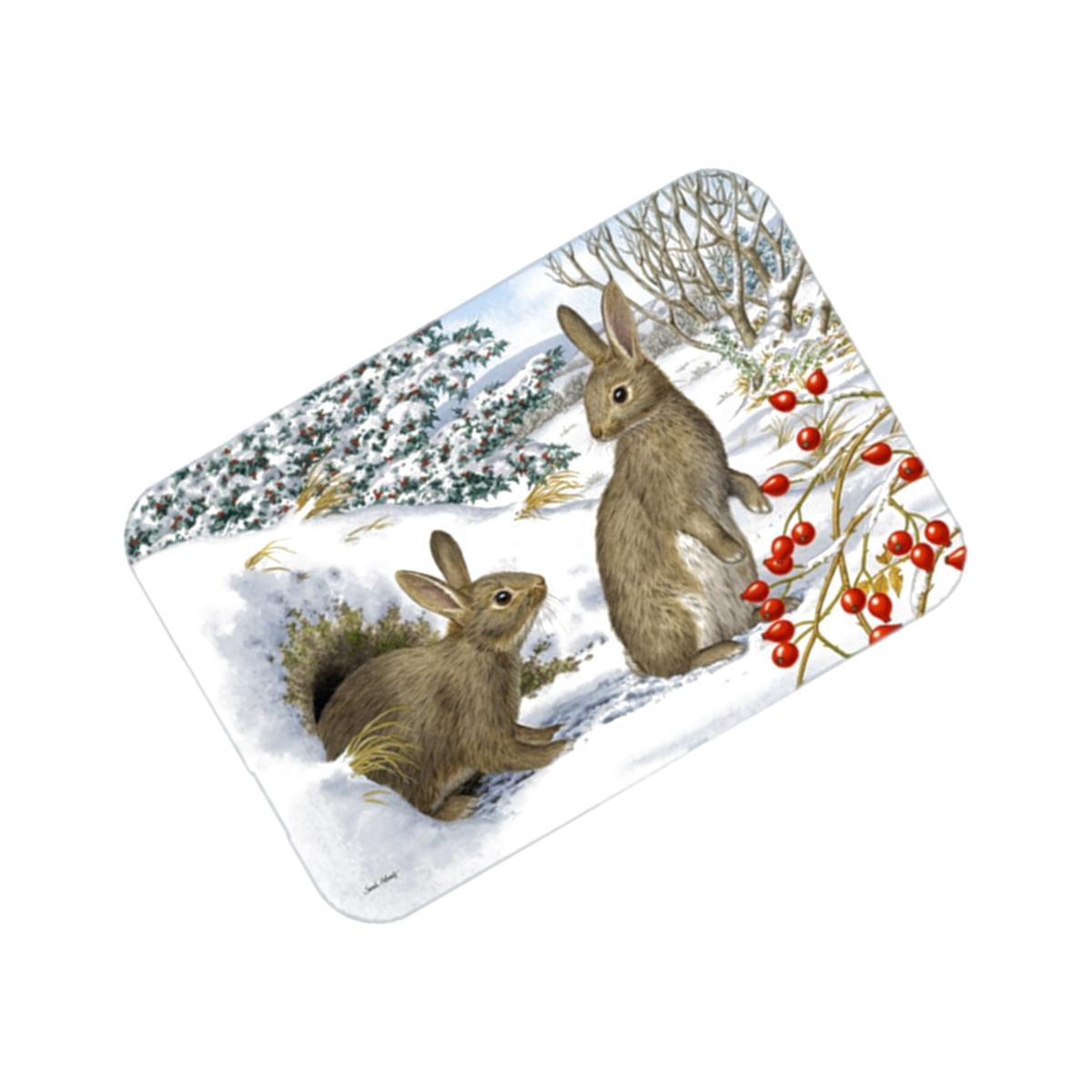 Picture of Carolines Treasures ASA2181LCB Winter Rabbits Glass Large Cutting Board