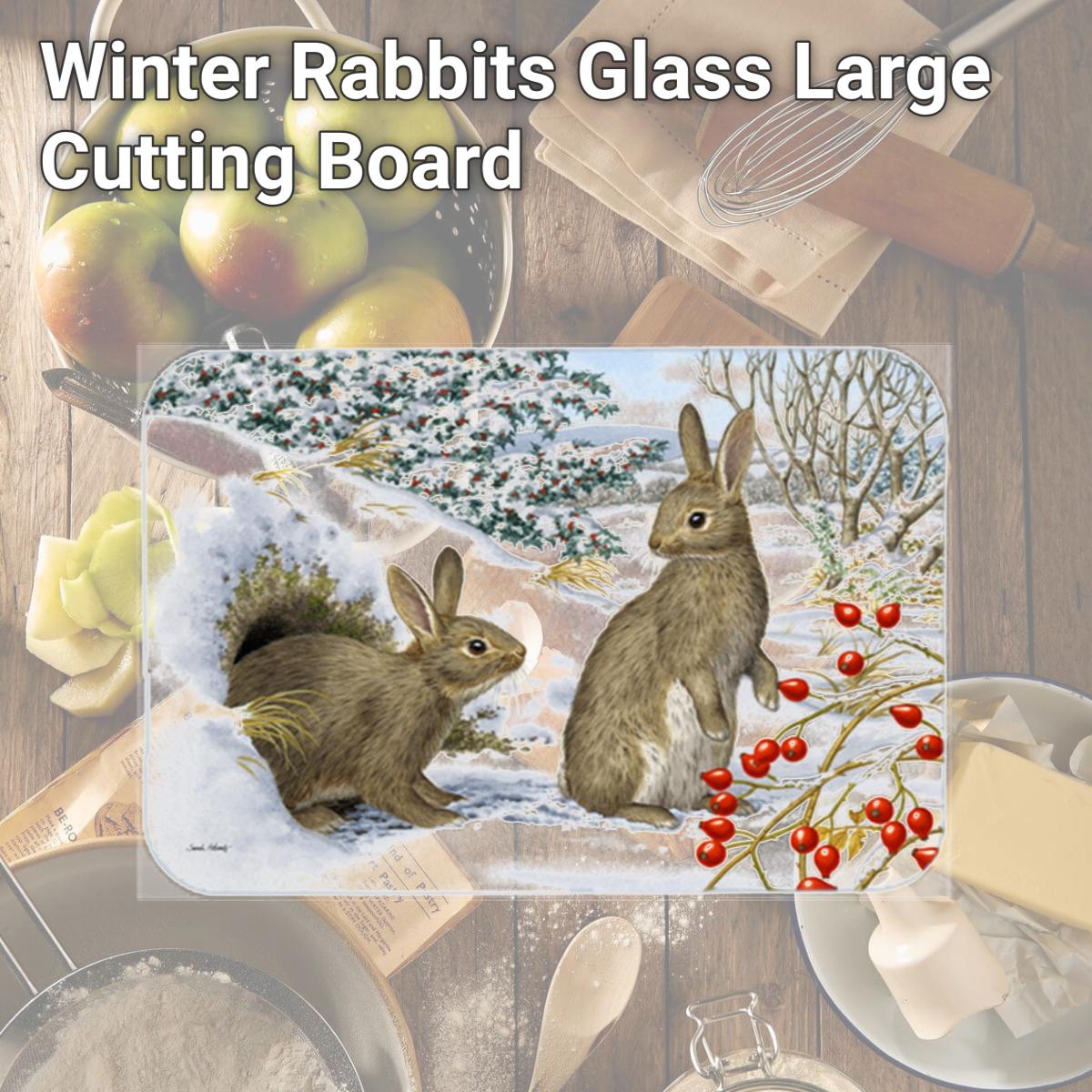 Picture of Carolines Treasures ASA2181LCB Winter Rabbits Glass Large Cutting Board