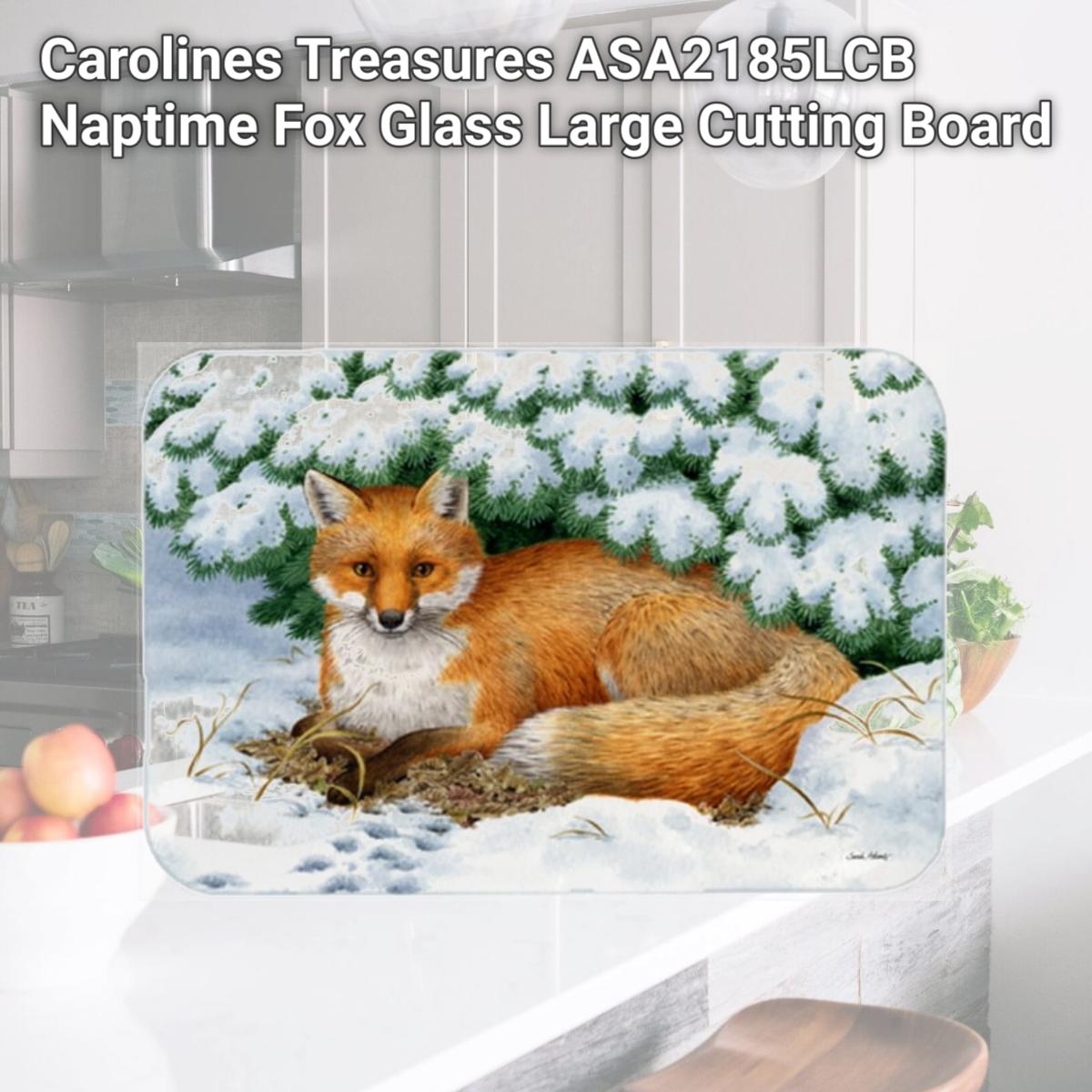 Picture of Carolines Treasures ASA2185LCB Naptime Fox Glass Large Cutting Board