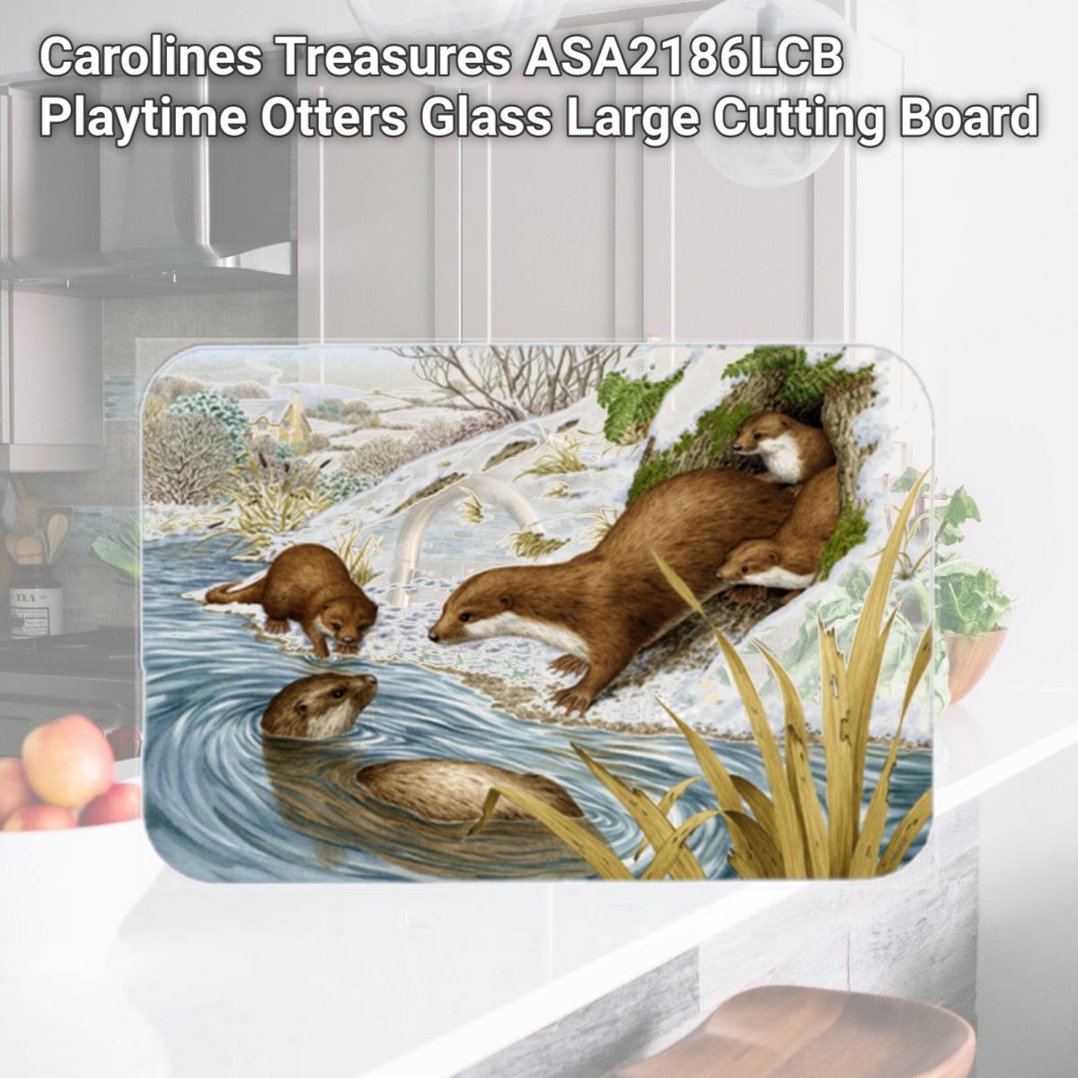 Picture of Carolines Treasures ASA2186LCB Playtime Otters Glass Large Cutting Board