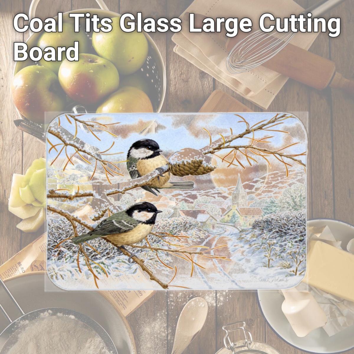 Picture of Carolines Treasures ASA2192LCB Coal Tits Glass Large Cutting Board