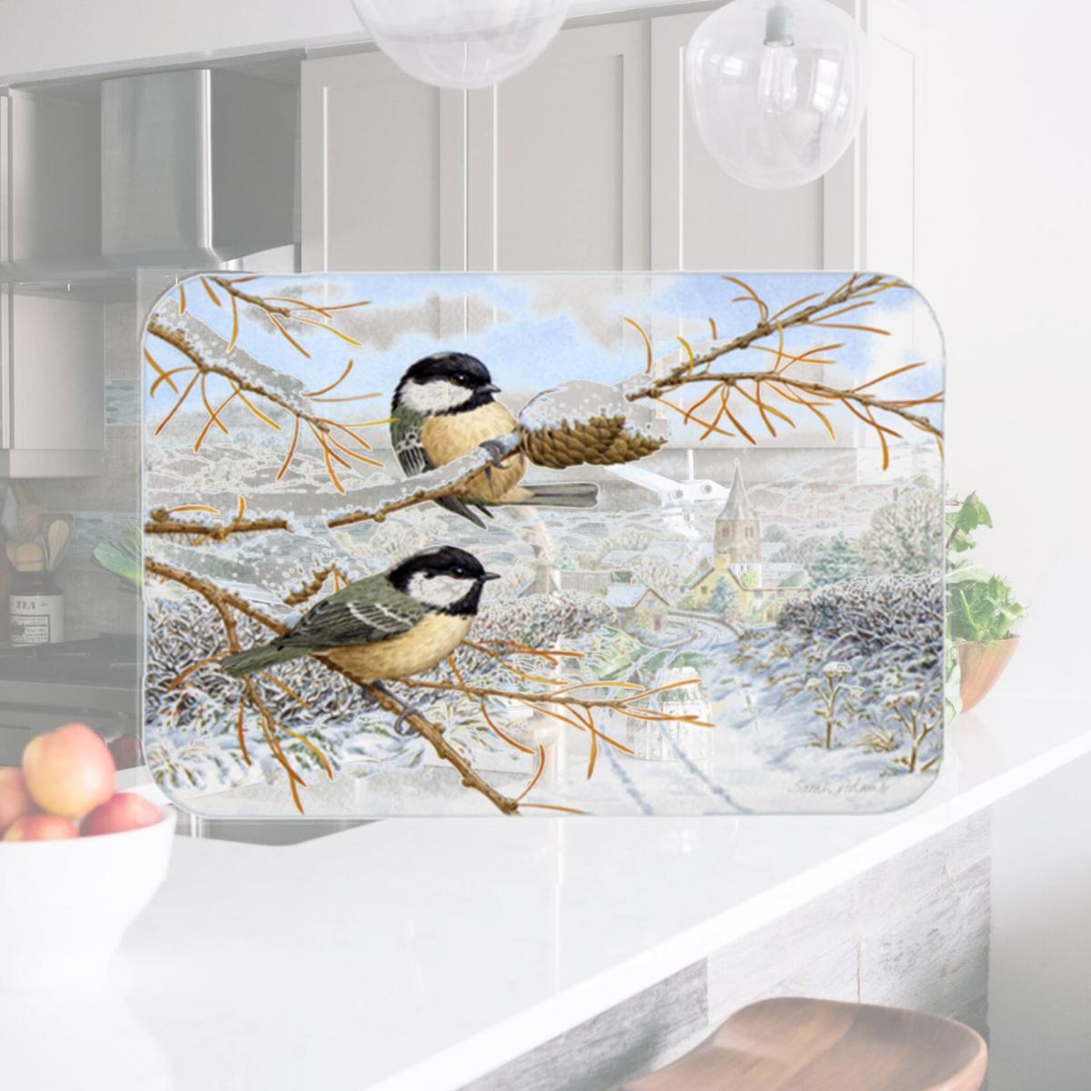 Picture of Carolines Treasures ASA2192LCB Coal Tits Glass Large Cutting Board