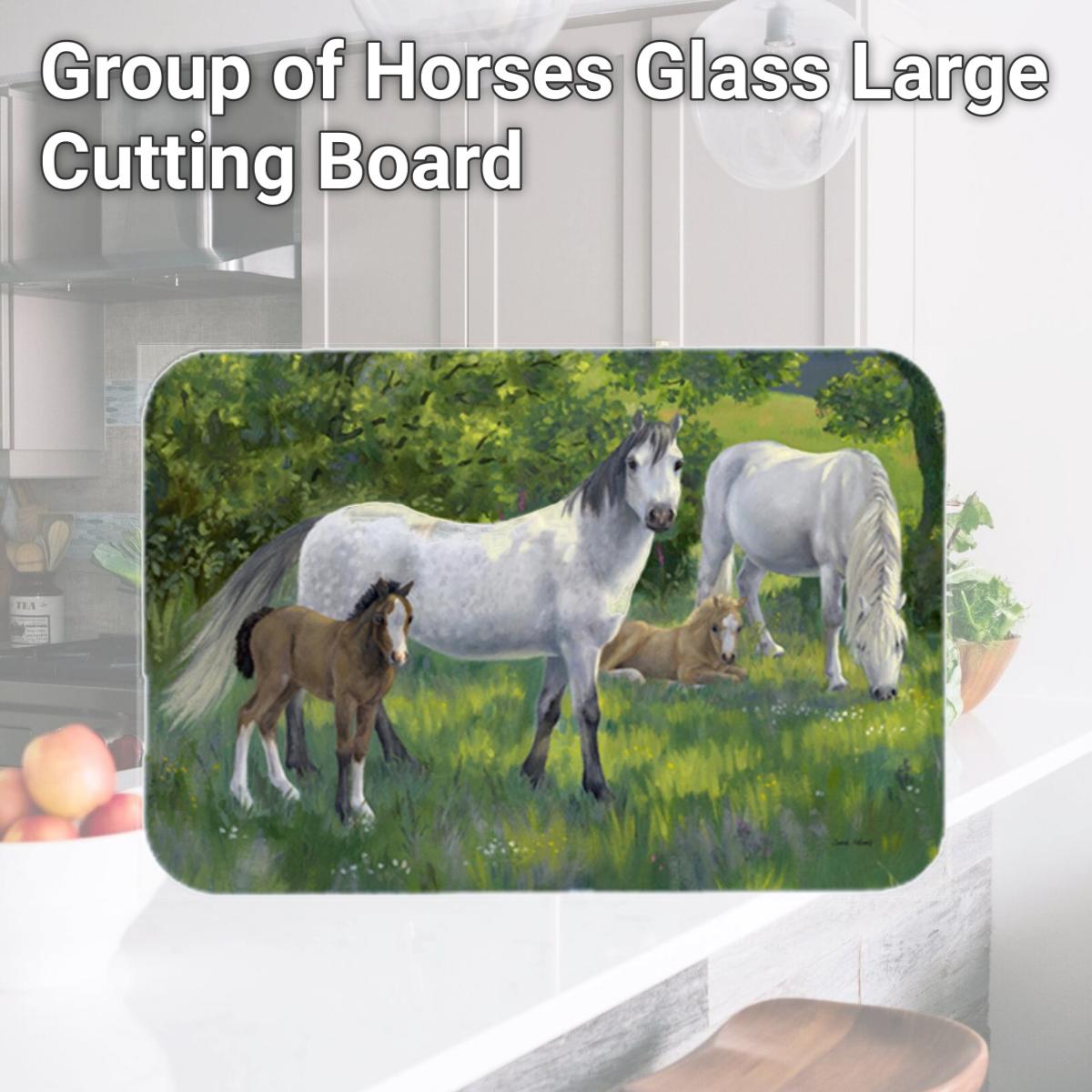 Picture of Carolines Treasures ASA2195LCB Group of Horses Glass Large Cutting Board