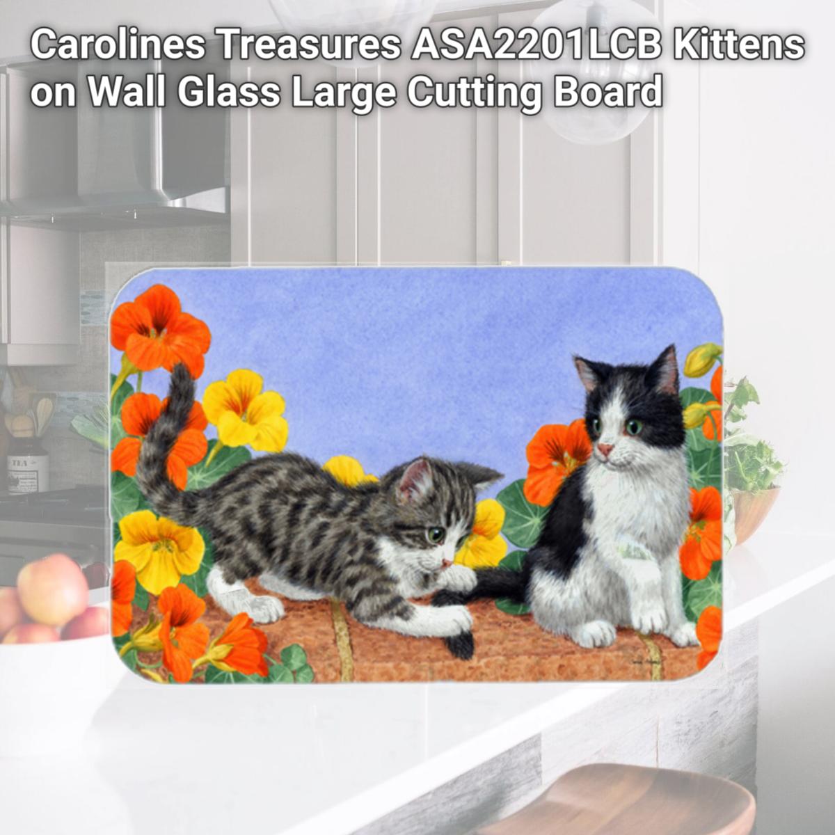 Picture of Carolines Treasures ASA2201LCB Kittens on Wall Glass Large Cutting Board