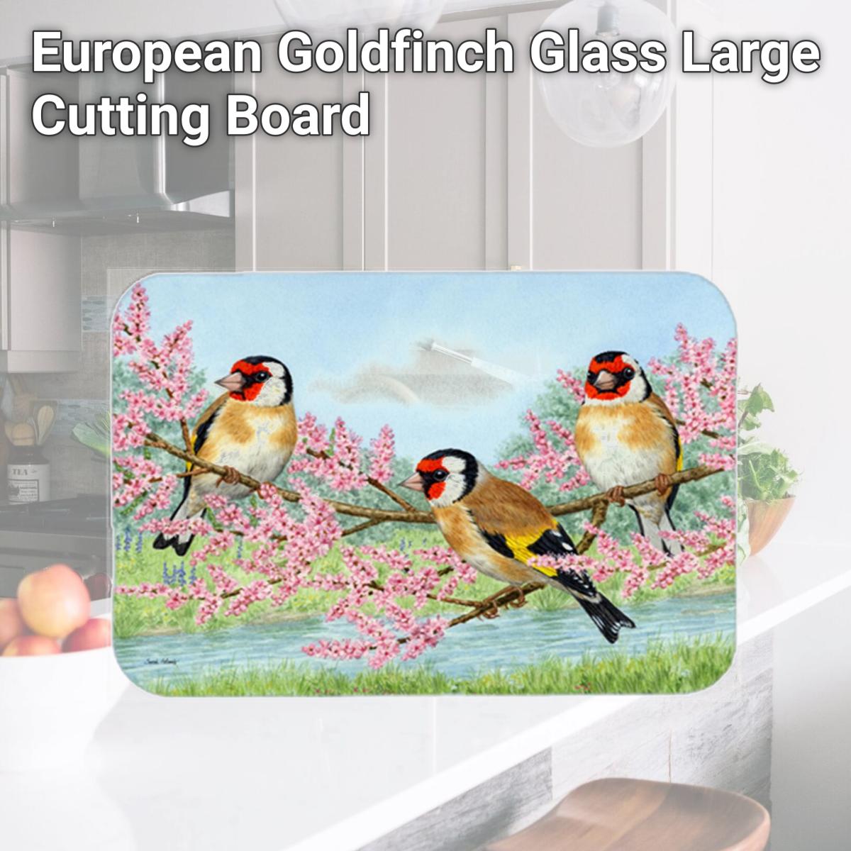 Picture of Carolines Treasures ASA2202LCB European Goldfinch Glass Large Cutting Board