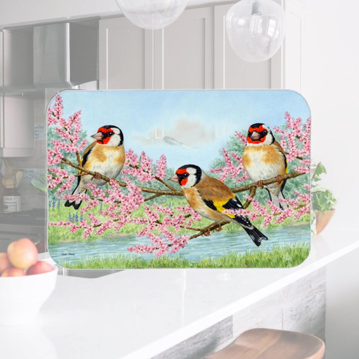 Picture of Carolines Treasures ASA2202LCB European Goldfinch Glass Large Cutting Board
