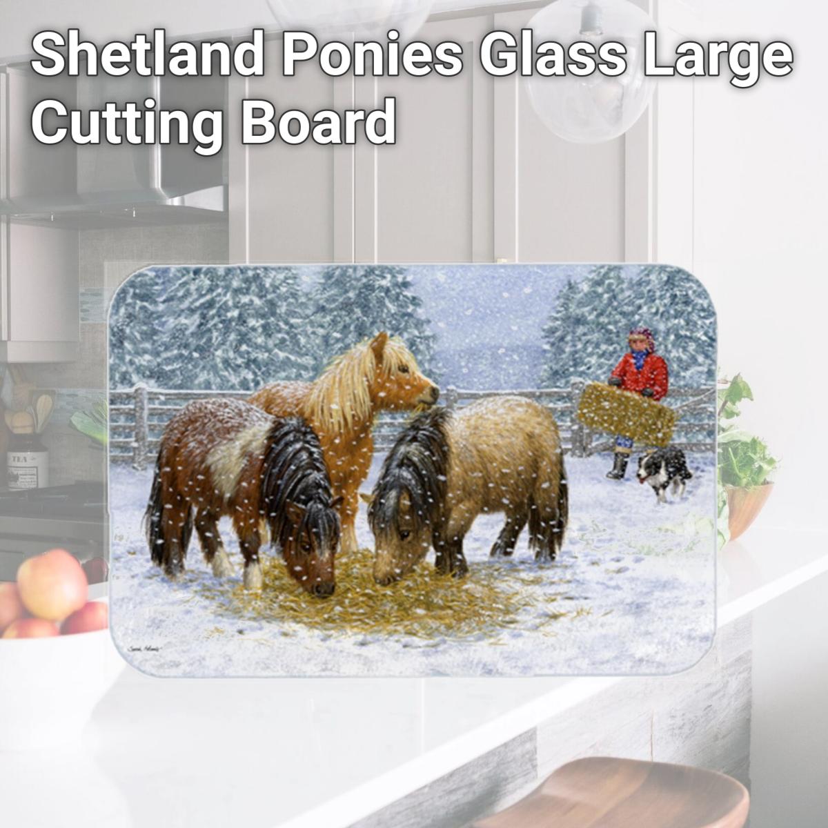 Picture of Carolines Treasures ASA2206LCB Shetland Ponies Glass Large Cutting Board