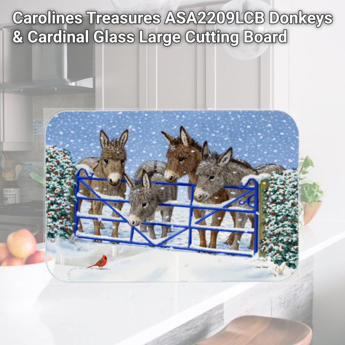 Picture of Carolines Treasures ASA2209LCB Donkeys & Cardinal Glass Large Cutting Board