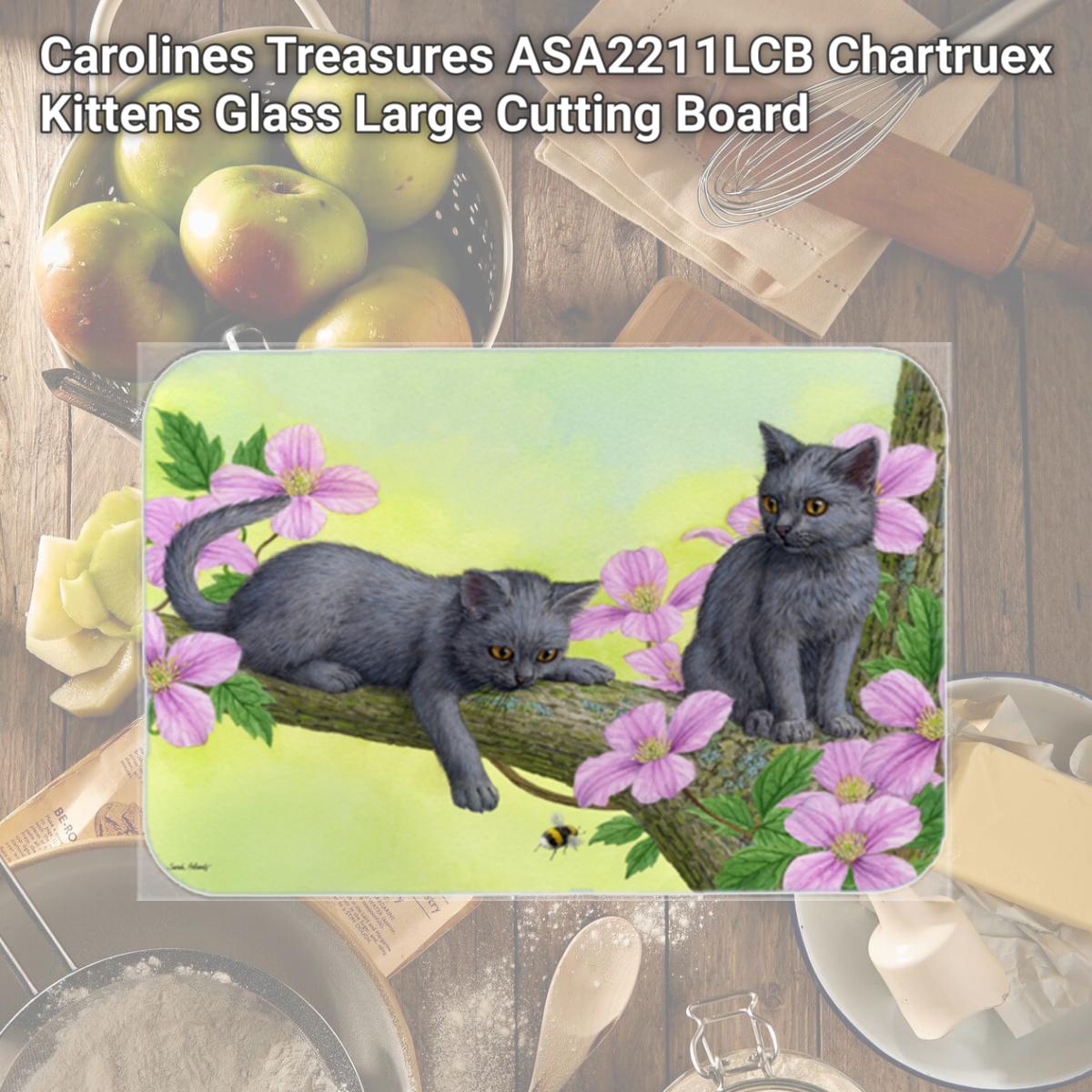 Picture of Carolines Treasures ASA2211LCB Chartruex Kittens Glass Large Cutting Board