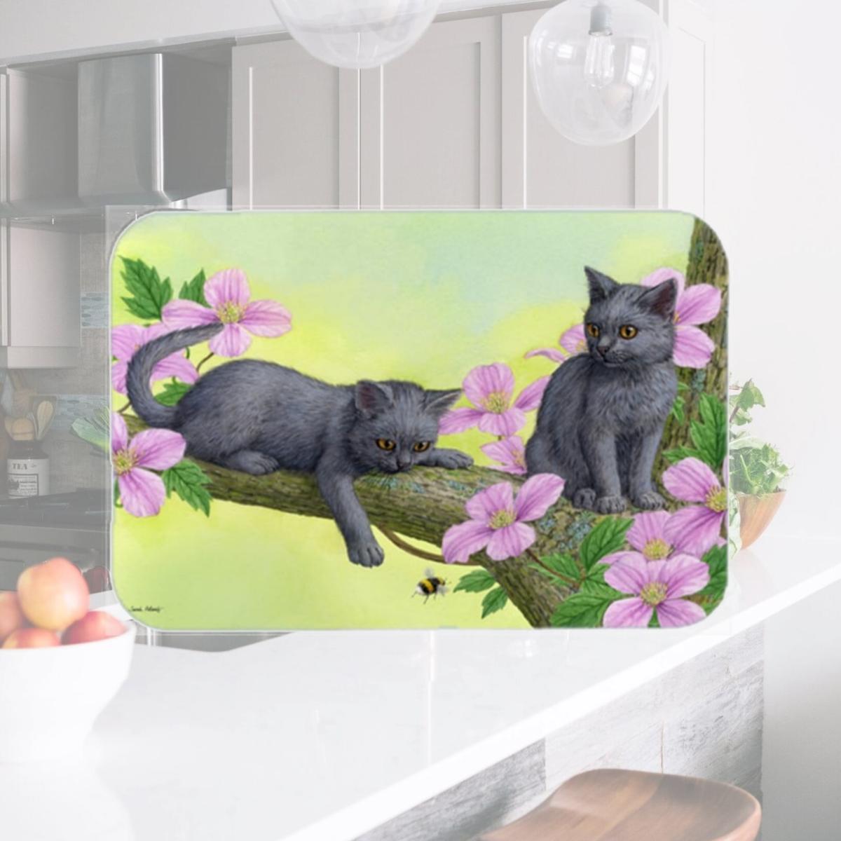 Picture of Carolines Treasures ASA2211LCB Chartruex Kittens Glass Large Cutting Board