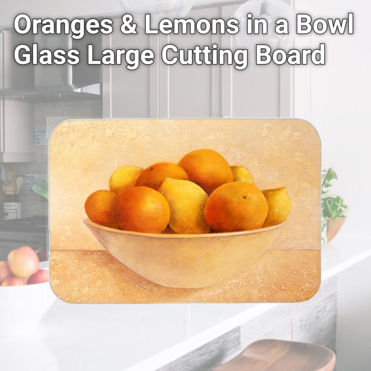 Picture of Carolines Treasures BABE0085LCB Oranges & Lemons in a Bowl Glass Large Cutting Board