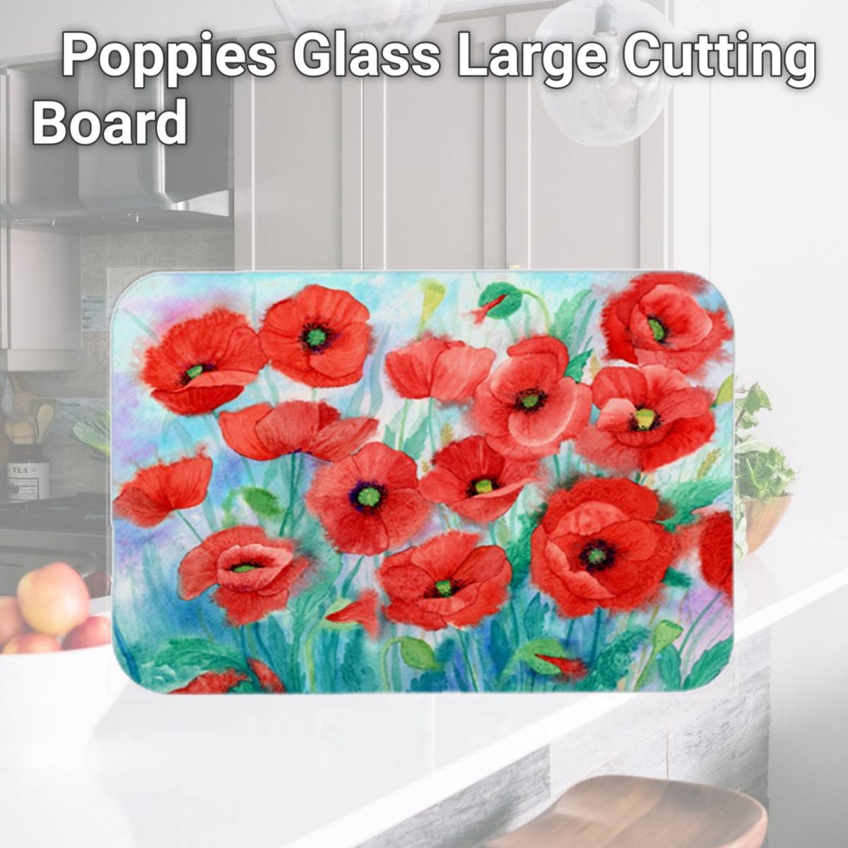Picture of Carolines Treasures IBD0258LCB Poppies Glass Large Cutting Board