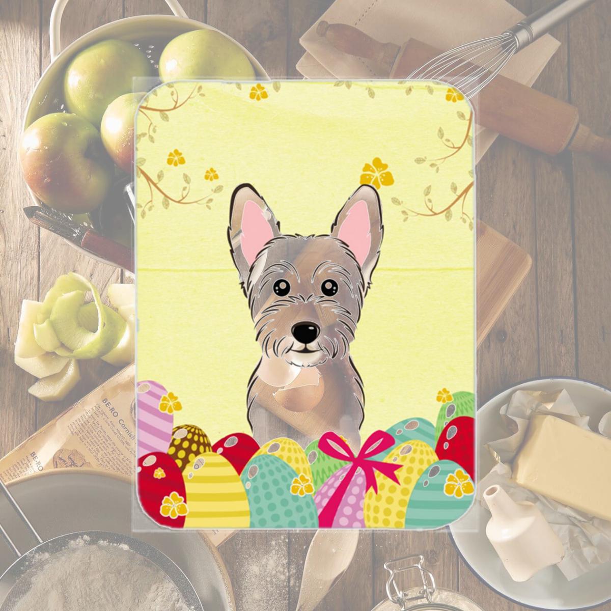 Picture of Carolines Treasures BB1908LCB Westie Easter Egg Hunt Glass Cutting Board- Large