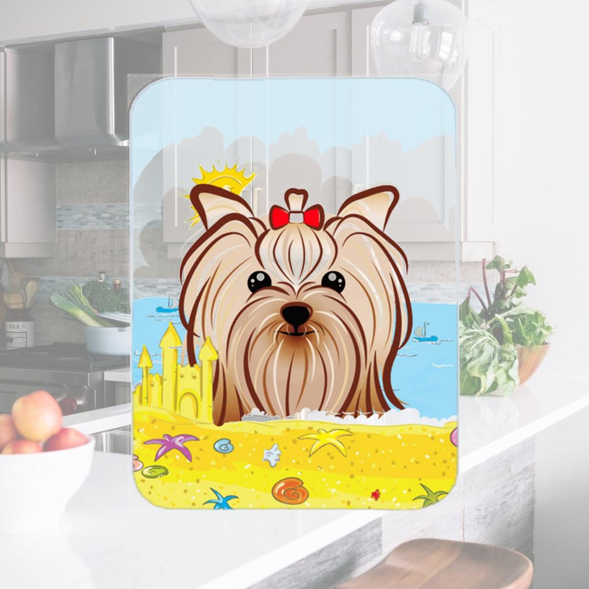 Picture of Carolines Treasures BB2072LCB Yorkie Yorkshire Terrier Summer Beach Glass Cutting Board- Large