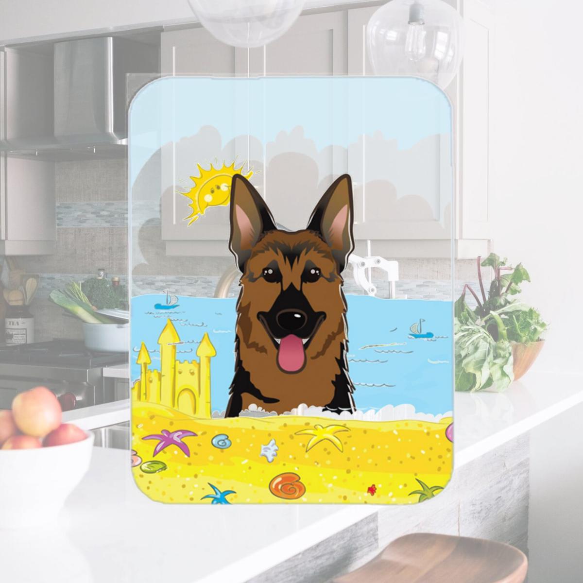 Picture of Carolines Treasures BB2079LCB German Shepherd Summer Beach Glass Cutting Board- Large
