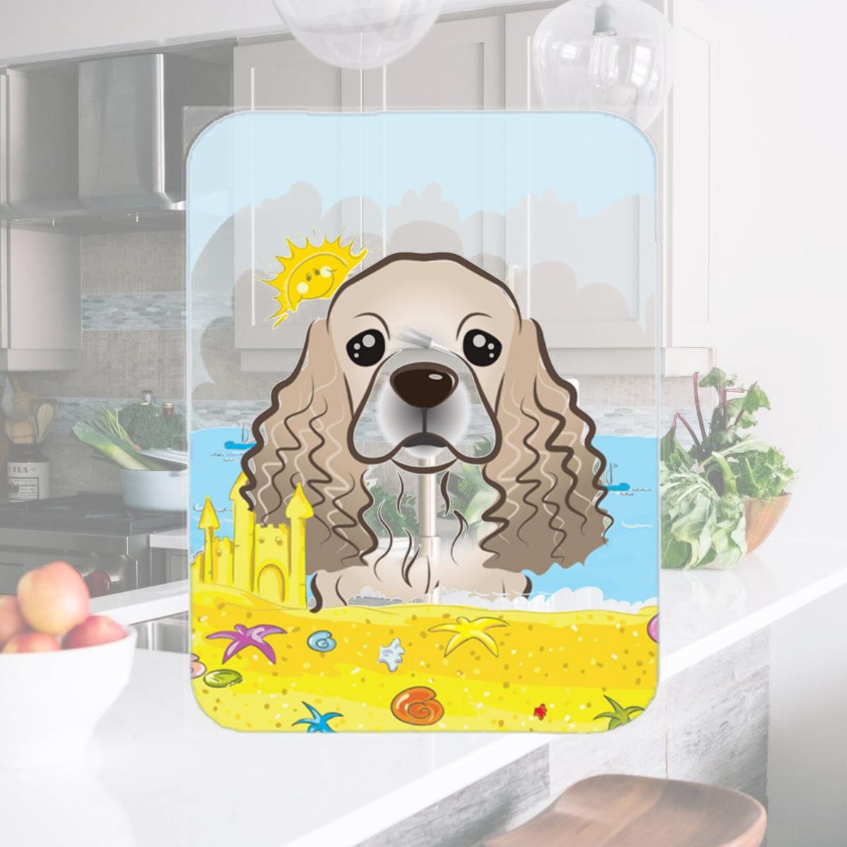 Picture of Carolines Treasures BB2084LCB Cocker Spaniel Summer Beach Glass Cutting Board- Large