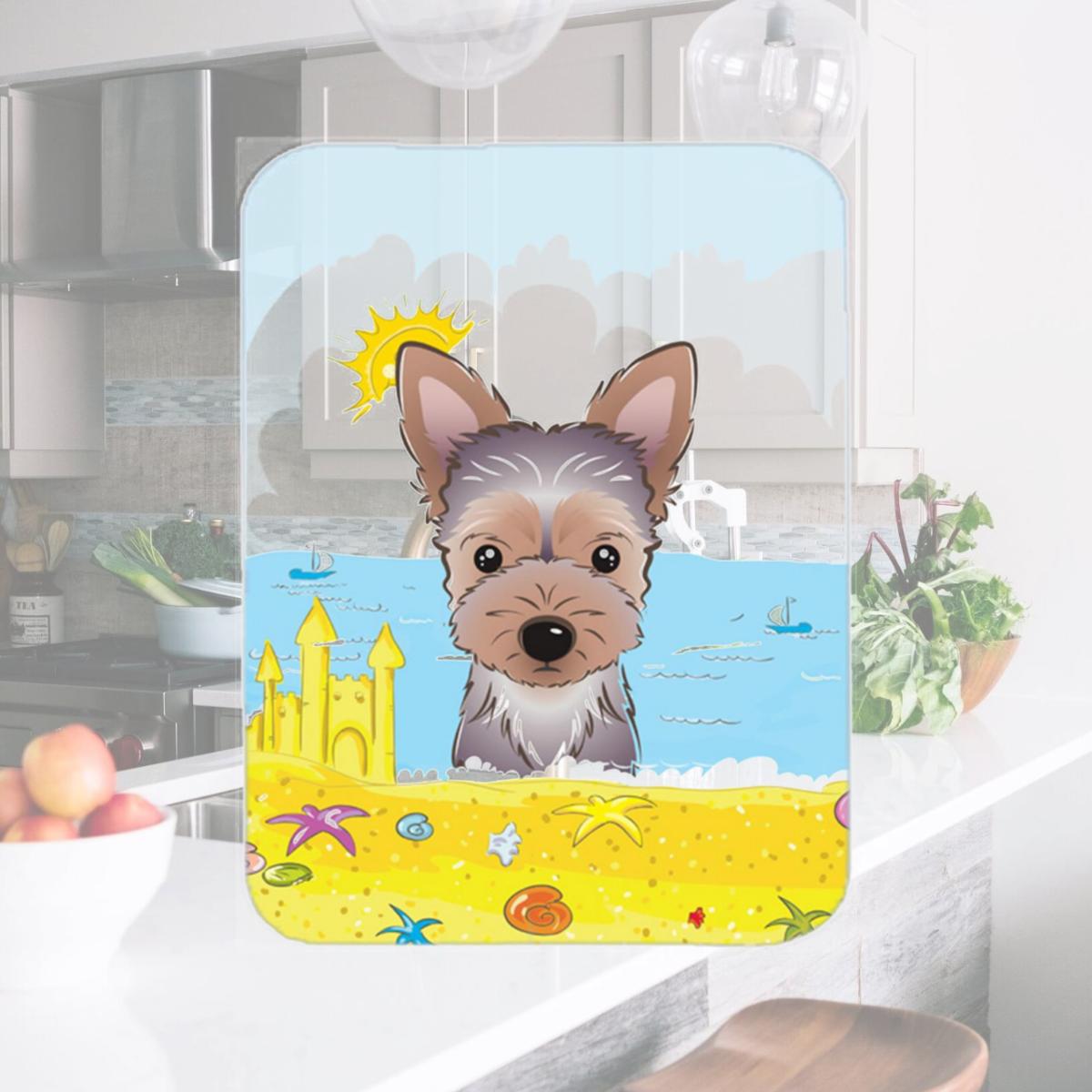 Picture of Carolines Treasures BB2100LCB Yorkie Puppy Summer Beach Glass Cutting Board- Large