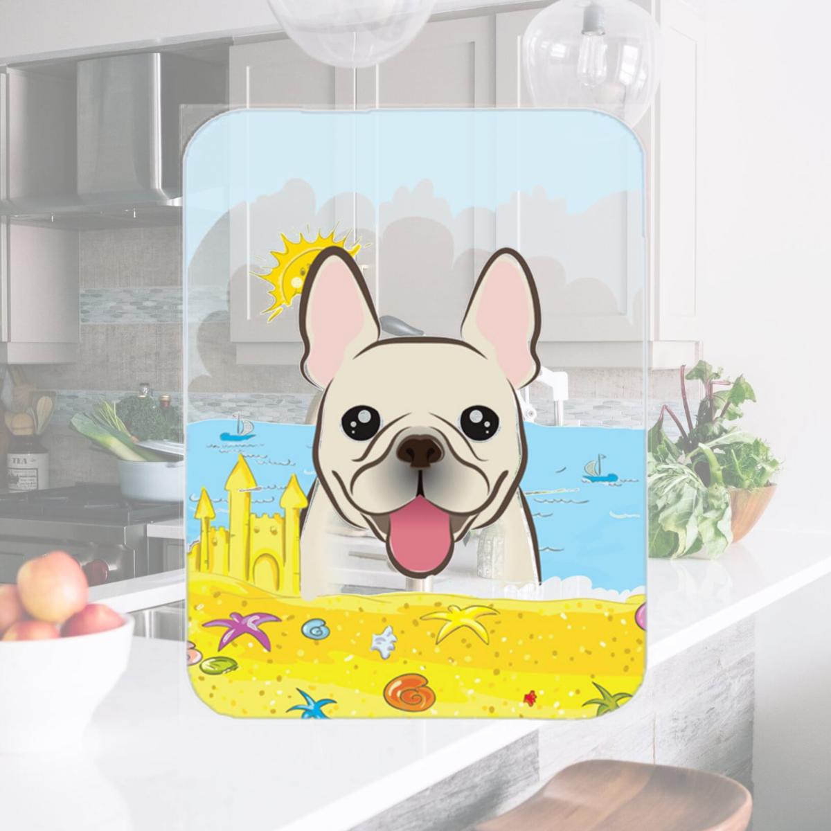 Picture of Carolines Treasures BB2106LCB French Bulldog Summer Beach Glass Cutting Board- Large
