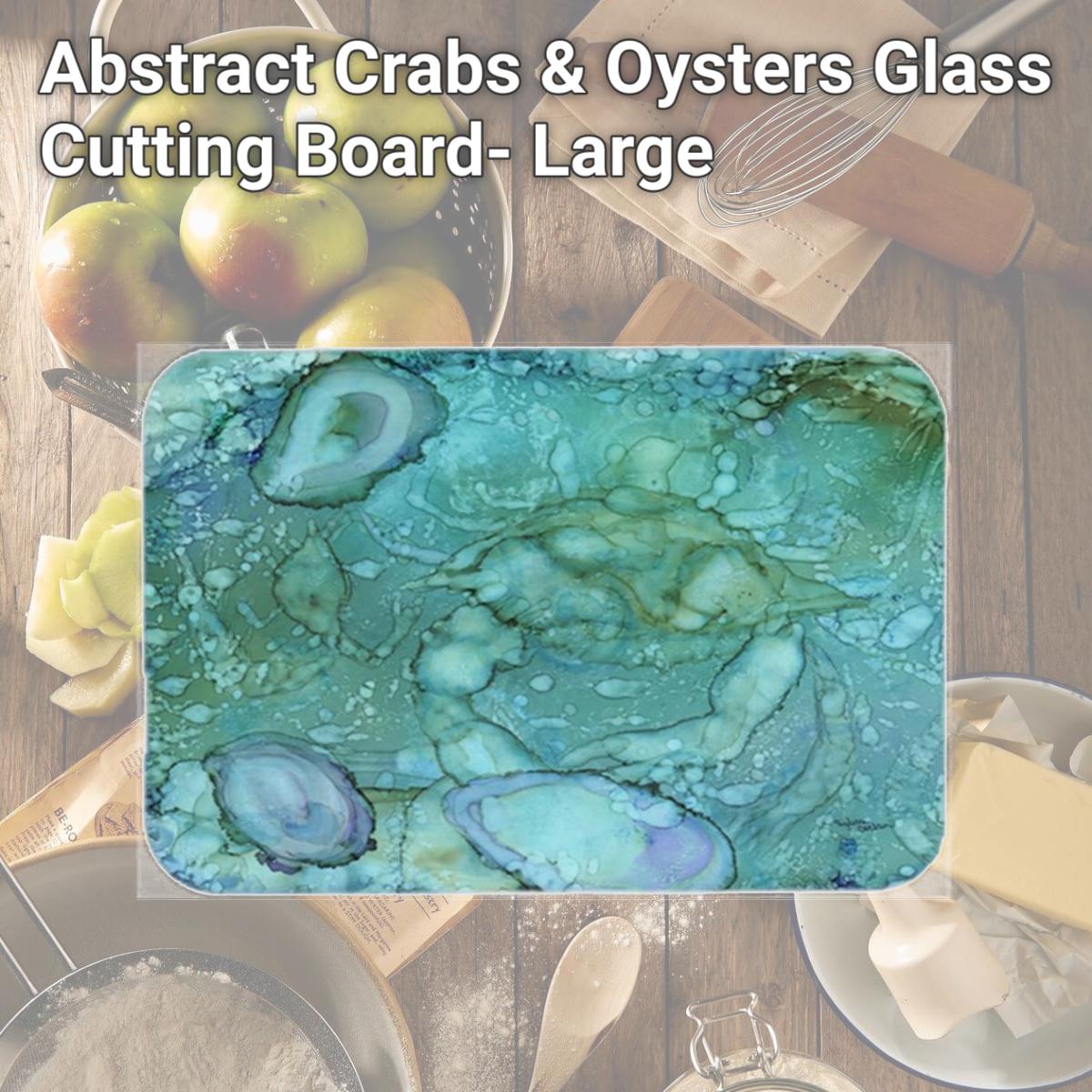 Picture of Carolines Treasures 8963LCB Abstract Crabs & Oysters Glass Cutting Board- Large