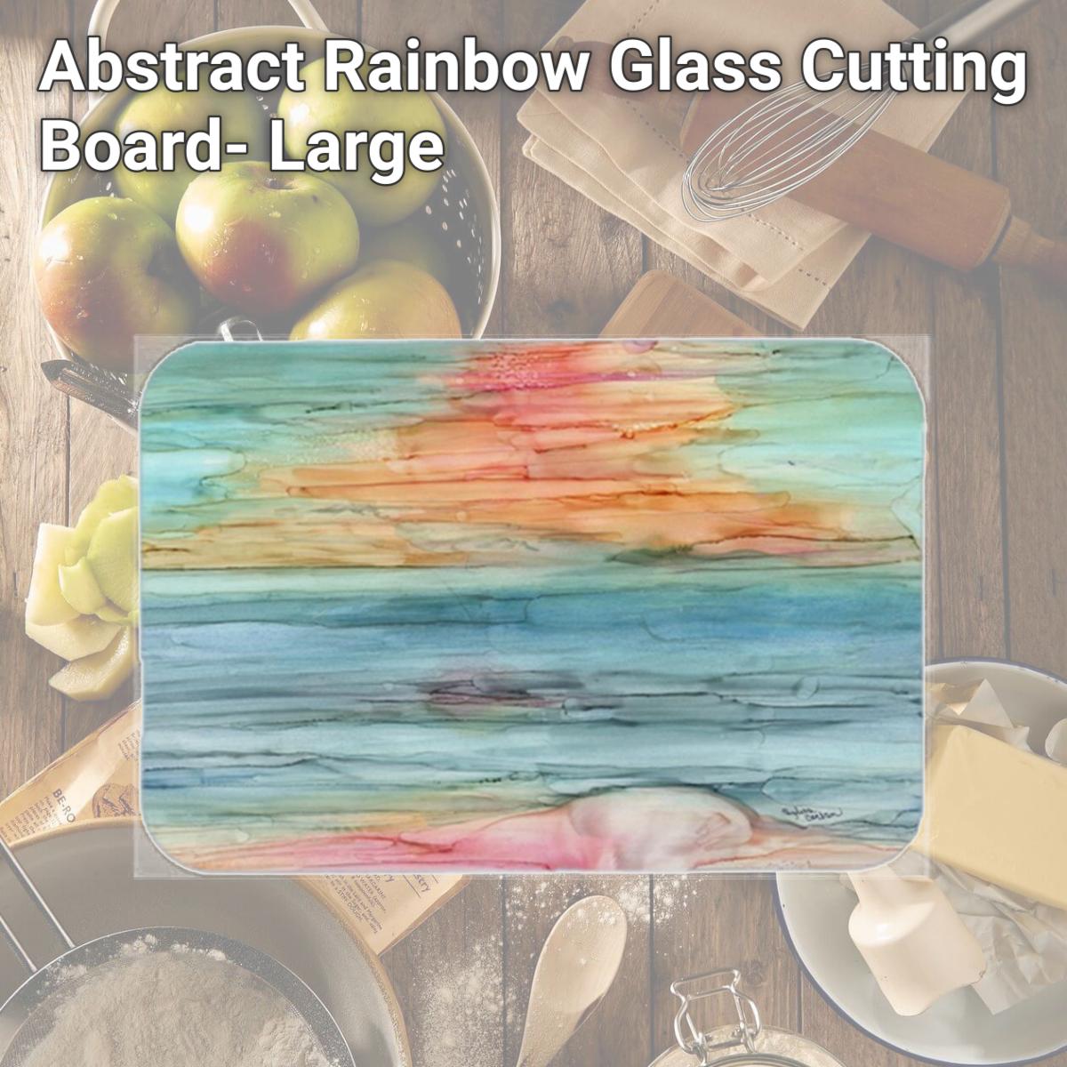 Picture of Carolines Treasures 8979LCB Abstract Rainbow Glass Cutting Board- Large