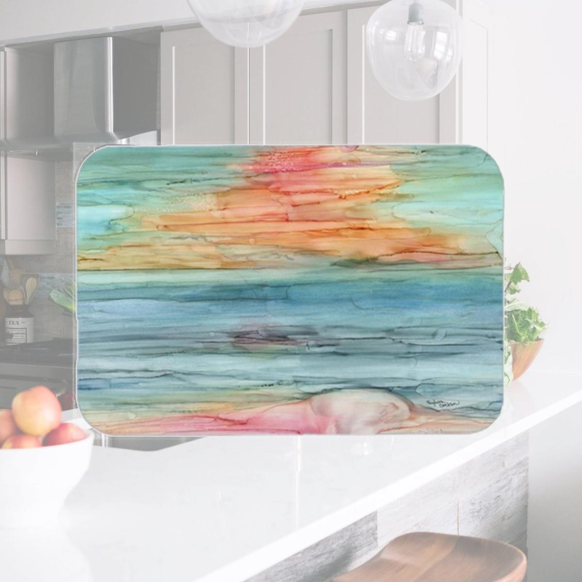 Picture of Carolines Treasures 8979LCB Abstract Rainbow Glass Cutting Board- Large