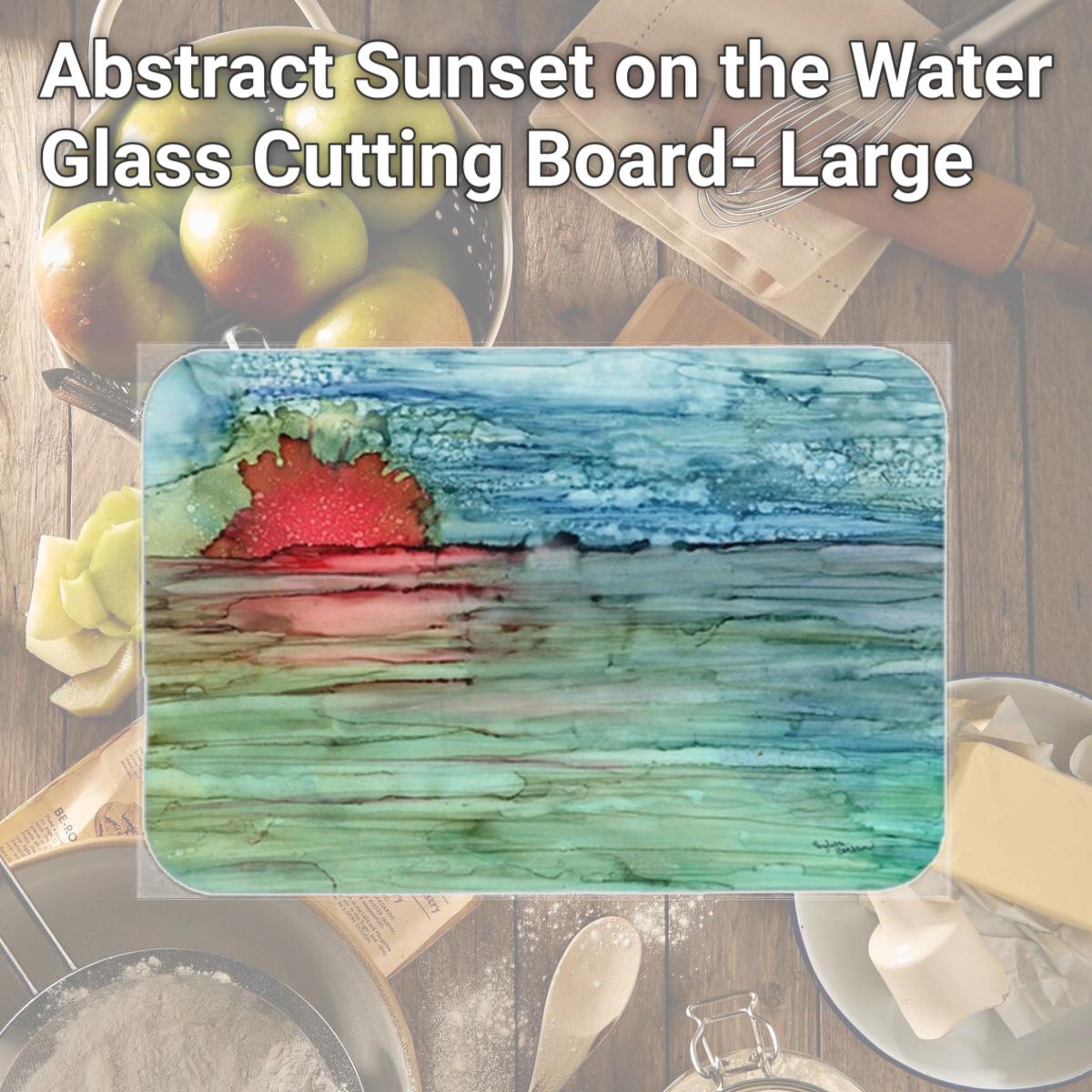 Picture of Carolines Treasures 8984LCB Abstract Sunset on the Water Glass Cutting Board- Large
