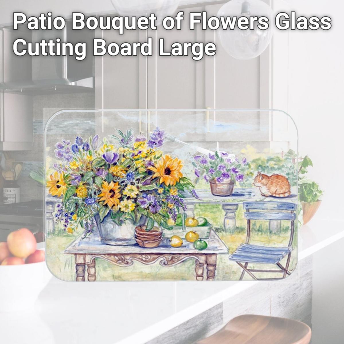 Picture of Carolines Treasures APH3566LCB Patio Bouquet of Flowers Glass Cutting Board, Large