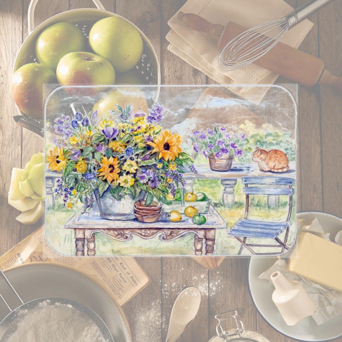 Picture of Carolines Treasures APH3566LCB Patio Bouquet of Flowers Glass Cutting Board, Large