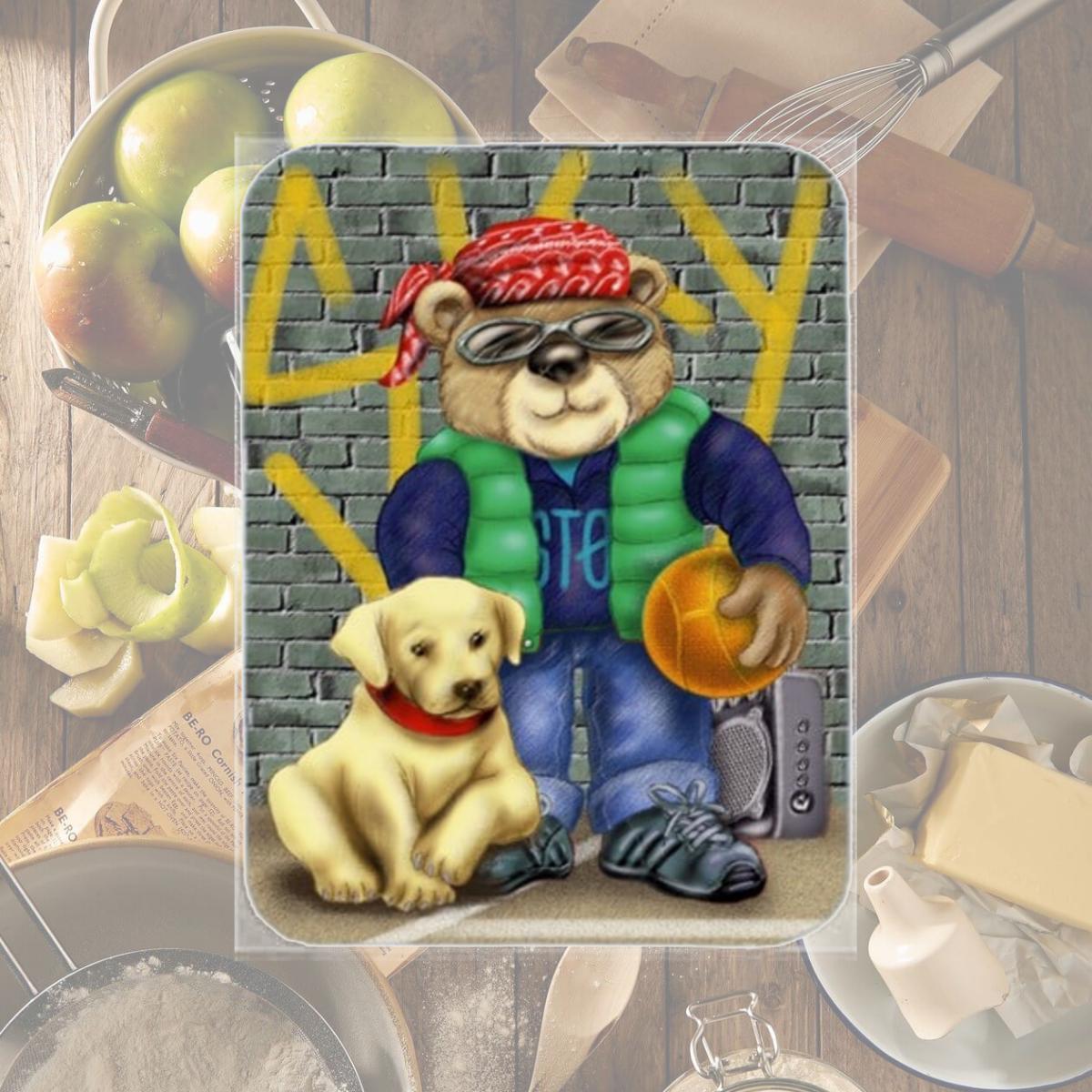 Picture of Carolines Treasures APH0856LCB Teddy Bear & His Lab Glass Cutting Board, Large