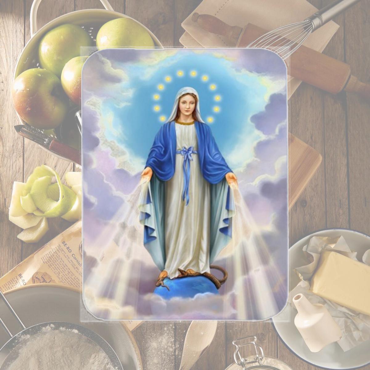 Picture of Carolines Treasures APH8805LCB Religious Blessed Virgin Mother Mary Glass Cutting Board, Large