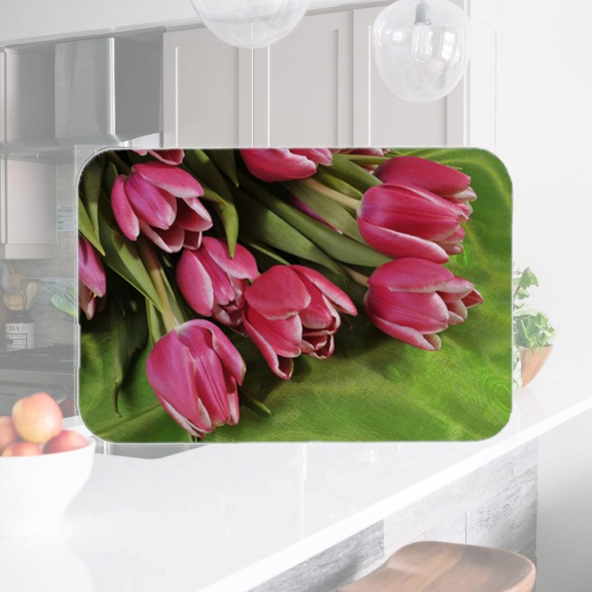 Picture of Carolines Treasures APH5048LCB Pink Tulips Glass Cutting Board, Large