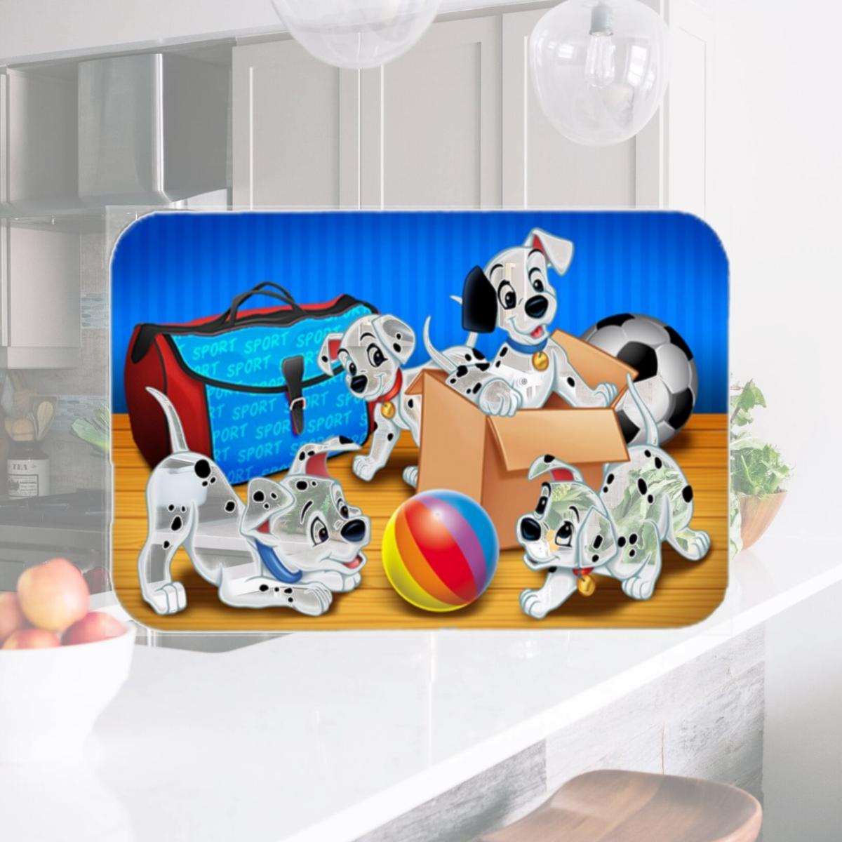 Picture of Carolines Treasures APH9058LCB Dalmatians Playing Ball Glass Cutting Board, Large